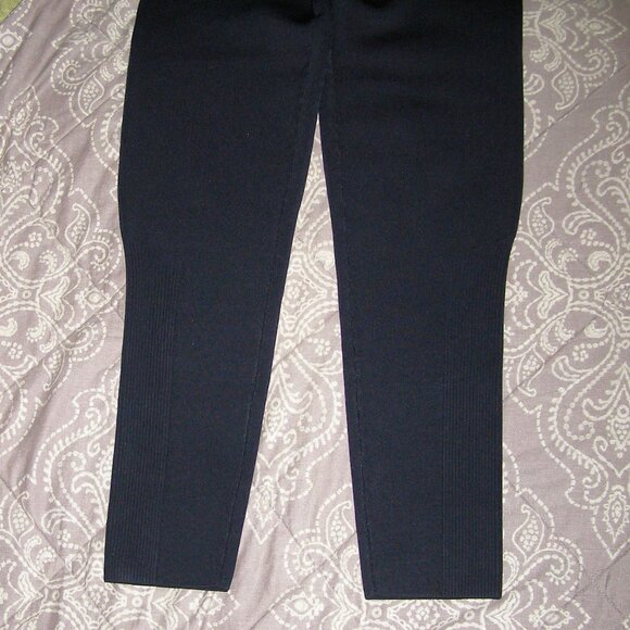 NEW size L Victoria Beckham Ribbed Leggings NAVY BLUE Color - Picture 9 of 16